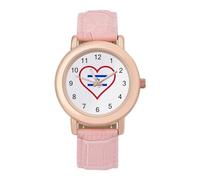 I Love Israel - Orologio da polso da donna con cinturino in pelle e cinturino in pelle, stile casual, con tre lancette