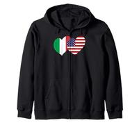 I Love Italy I Love USA Bella Italia Bandiera USA Grafica Cuori Felpa con Cappuccio