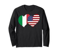 I Love Italy I Love USA Bella Italia Bandiera USA Grafica Cuori Maglia a Manica