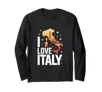 I Love Italy Map Icone Viaggio Design Maglia a Manica