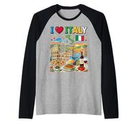 I Love Italy Viaggio Souvenir Italiano Maglia con Maniche Raglan