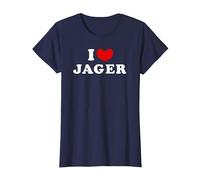 I Love Jager, Io Amo Jager Maglietta, Donna, Navy, 3XL