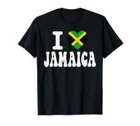 I Love Jamaica Bandiera Cuore Retro Viaggio Souvenir Maglietta