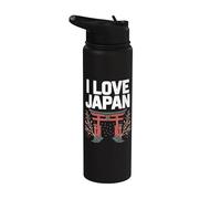 I Love Japan Cherry Blossom Torii Gate Stainless Steel Insulated Water Bottle