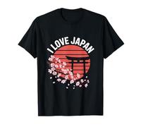I Love Japan Cherry Blossom Torii Tramonto Maglietta