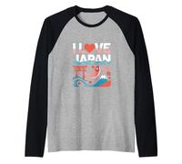I Love Japan Torii Koi Sakura Monte Fuji Maglia con Maniche Raglan