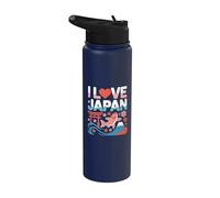 I Love Japan Torii Koi Sakura Monte Fuji Stainless Steel Insulated Water Bottle