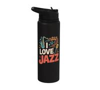 I Love Jazz Saxophone Note musicali Fun Stainless Steel Insulated Water Bottle
