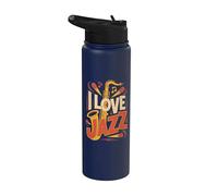 I Love Jazz Saxophone Note musicali Stainless Steel Insulated Water Bottle