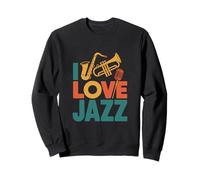 I Love Jazz Saxophone Tromba Microfono Felpa