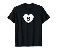 I Love Jersey Numero 5 Cuore Sport Fan Maglietta