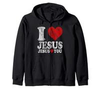 I Love Jesus and Jesus Loves you Christian Blessing Vintage Felpa con Cappuccio