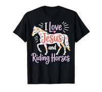 I Love Jesus And Riding Horses Maglietta