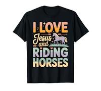 I Love Jesus And Riding Horses Maglietta