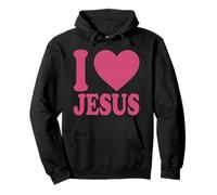I Love Jesus | Carino Cuore Cristiano Cristo Seguaci Rosa Felpa con Cappuccio