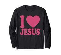 I Love Jesus | Carino Cuore Cristiano Cristo Seguaci Rosa Maglia a Manica