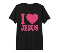 I Love Jesus | Carino Cuore Cristiano Cristo Seguaci Rosa Maglietta Premium