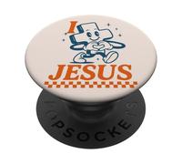 I Love Jesus Carino Retro Fede Croce Cristiana PopSockets PopGrip Adesivo