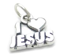 I Love Jesus charm in argento sterling .925 x 1 Loving Caring Christ charms