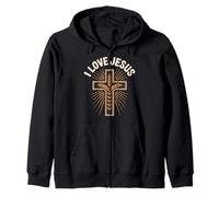 I Love Jesus Croce di grano Sunburst Faith Felpa con Cappuccio