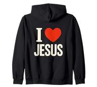 I Love Jesus Cuore Fede Religione Cristiana Regalo Felpa con Cappuccio