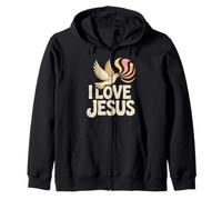 I Love Jesus Dove Religione Fede Spirituale Felpa con Cappuccio