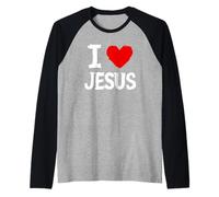 I Love Jesus Gesù Maglia con Maniche Raglan