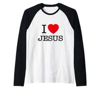 I Love Jesus Illustration Novelty Graphic Cool Designs Maglia con Maniche Raglan