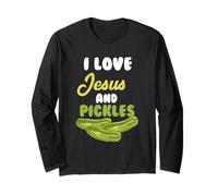 I Love Jesus & Pickles - Amante dei sottaceti Vegetariani Religiosi Maglia a Manica