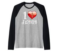 I Love Jesus T-Shirt Maglia con Maniche Raglan