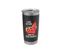 I Love Ketchup From My Head Pomodori Cibo Divertente Gioco di parole Bicchiere termico in acciaio inox doppia parete