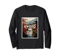 I Love Kyoto, Floral Kyoto Japan Culture Nature Graphic Maglia a Manica