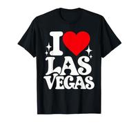 I Love Las Vegas Cuore Rosso Lettering Retro Maglietta