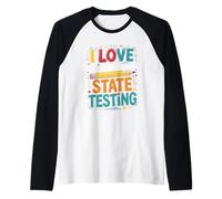 I Love Last Day Of State Testing Insegnanti Studenti Maglia con Maniche Raglan