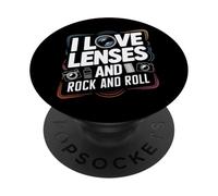 I Love Lenses e Rock and Roll Fotografia Amanti della Musica PopSockets PopGrip Adesivo