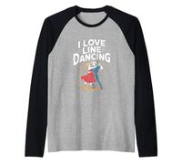 I Love Line Dancing Cowboy Divertimento Maglia con Maniche Raglan