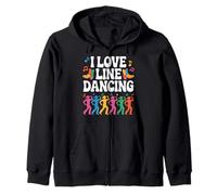 I Love Line Dancing Fun Boots Moves Colorati Felpa con Cappuccio