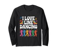 I Love Line Dancing Fun Boots Moves Colorati Maglia a Manica
