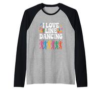I Love Line Dancing Fun Boots Moves Colorati Maglia con Maniche Raglan