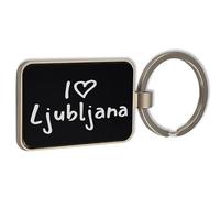 I Love Ljubljana City Travel Slovenia, portachiavi in vetro nero, portachiavi personalizzato