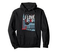 I Love London, Big Ben Houses of Parliament, British Travel Felpa con Cappuccio