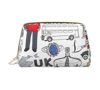 I Love London - Borsa porta trucchi in pelle con cerniera, per oggetti vari, bianco, Taglia unica