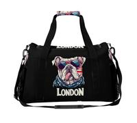I Love London - Borsone da viaggio con stampa di bulldog inglese, borsa da viaggio per il fine settimana, borsa a tracolla per donne e uomini