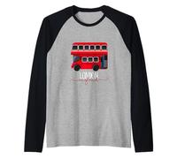 I Love London, Cool London UK Red Bus Illustration Graphic Maglia con Maniche Raglan