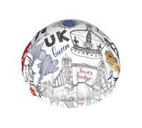 I Love London - Cuffia da doccia leggera ed elastica, impermeabile, a doppio strato