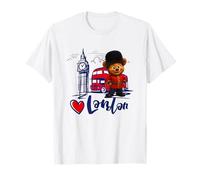 I Love London, London UK Teddy Bear Sketch Drawing Skyline Maglietta