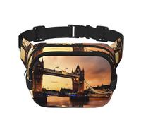 I Love London - Marsupio con stampa quadrata a doppio strato, unisex, per viaggi, allenamento, colore: nero, taglia unica, Nero, One Size