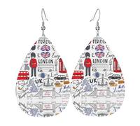 I Love London - Orecchini pendenti da donna, alla moda, per festival, uso quotidiano