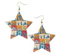 I Love London - Orecchini pendenti da donna, con stella scintillante, gioielli alla moda per una serata fuori, One Size, Pelle