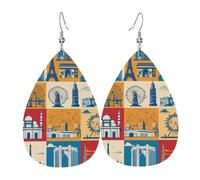 I Love London - Orecchini pendenti da donna, in pelle, eleganti, leggeri, alla moda
